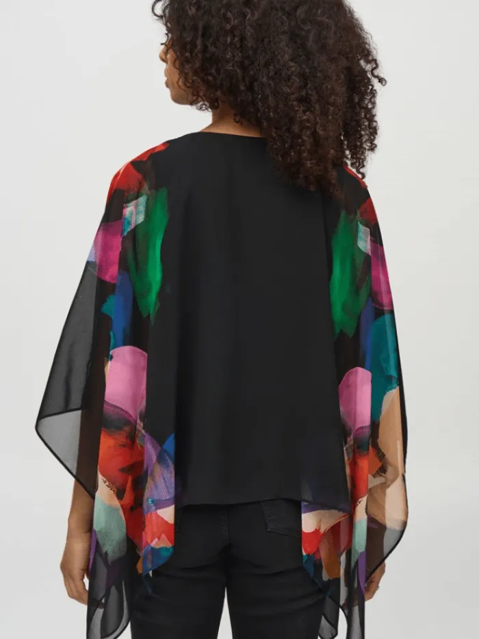 joseph_ribkoff_chiffon_ab_4-1.webp Joseph Ribkoff Party Wear | Tops^Chiffon Abstract Print Poncho Top 244174 Col 178