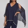 Joseph Ribkoff Party Wear | Tops^Chiffon and Silky Knit Poncho Top In Midnight Blue 2417