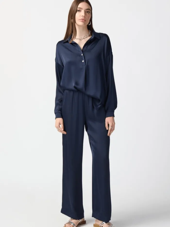 joseph_ribkoff_long_sleev_1.webp Joseph Ribkoff Tops | Gifts Under £250^Long Sleeve Satin Shirt In Midnight Blue 241242 Col 216