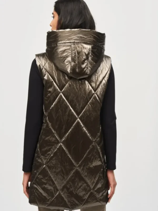 Joseph Ribkoff Coats And Jackets | Gifts Under £250^Quilted Hooded Puffer Gilet In Metallic Taupe 243940 Co