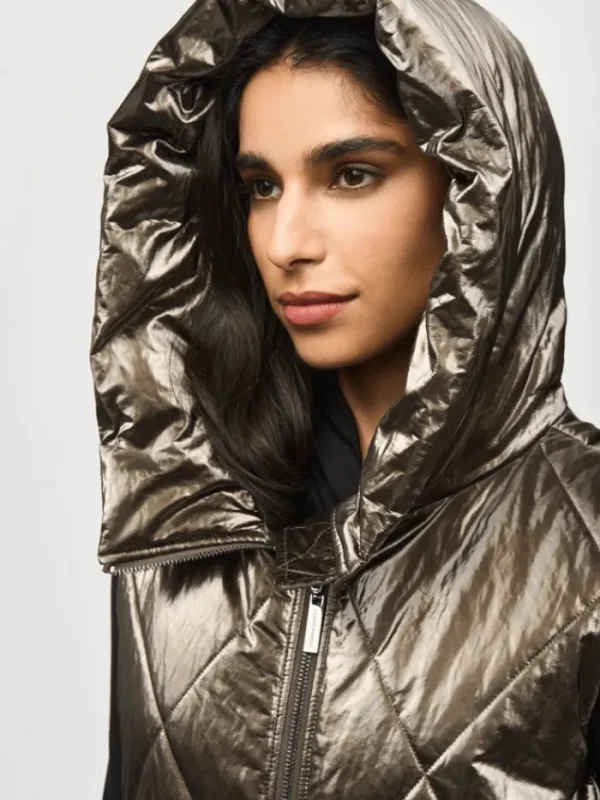 Joseph Ribkoff Coats And Jackets | Gifts Under £250^Quilted Hooded Puffer Gilet In Metallic Taupe 243940 Co