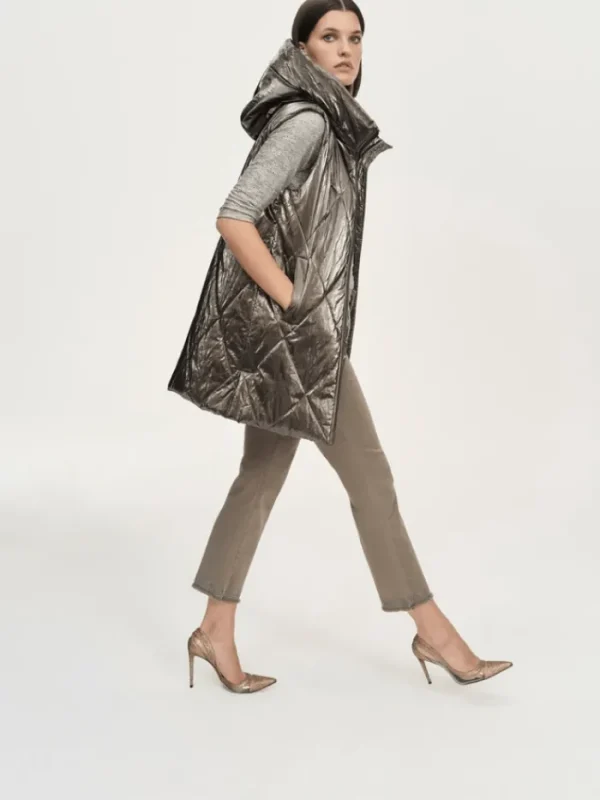 Joseph Ribkoff Coats And Jackets | Gifts Under £250^Quilted Hooded Puffer Gilet In Metallic Taupe 243940 Co