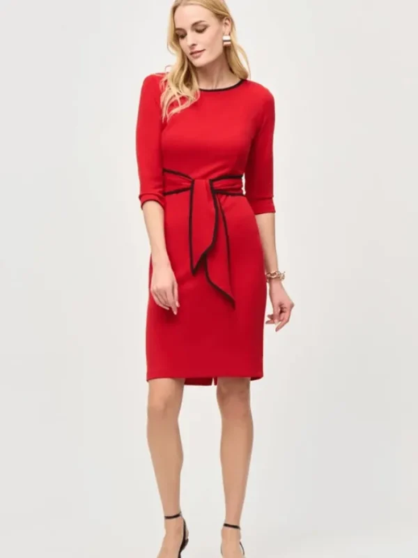 Joseph Ribkoff Dresses | Party Wear^Red Crepe Sheath Dress 221210F24 Col 3250