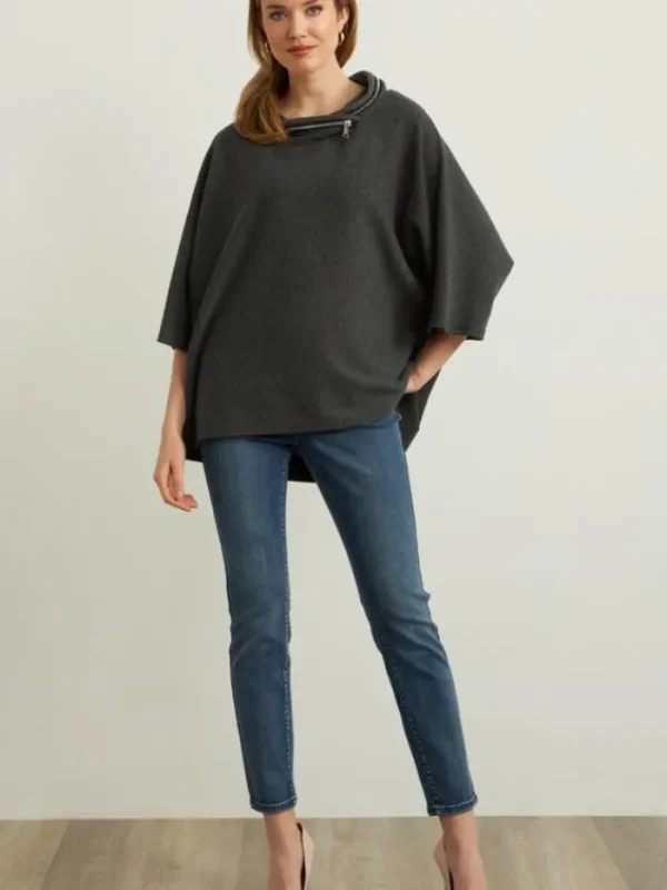 Joseph Ribkoff Tops^S (A) Charcoal Melange Top 213621 3533