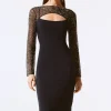 Joseph Ribkoff Party Wear | Dresses^Silky Knit And Mesh Sheath Black Dress 243730 Col 11