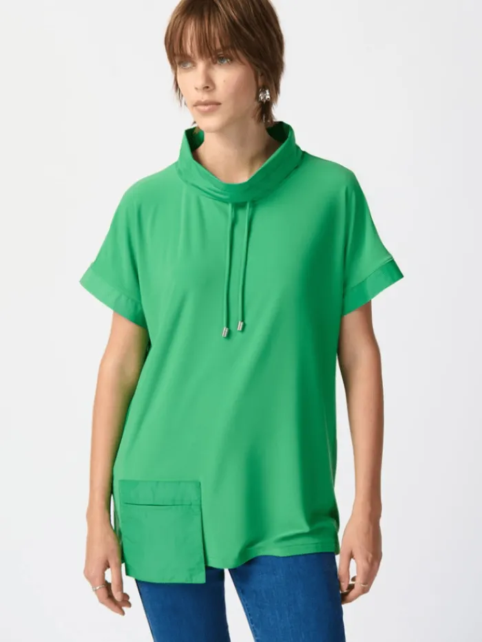 joseph_ribkoff_silky_knit_0-4.webp Joseph Ribkoff Sweatshirts And T-Shirts | Tops^Silky Knit Straight Top With Cowl Neck 241078 Col 4203