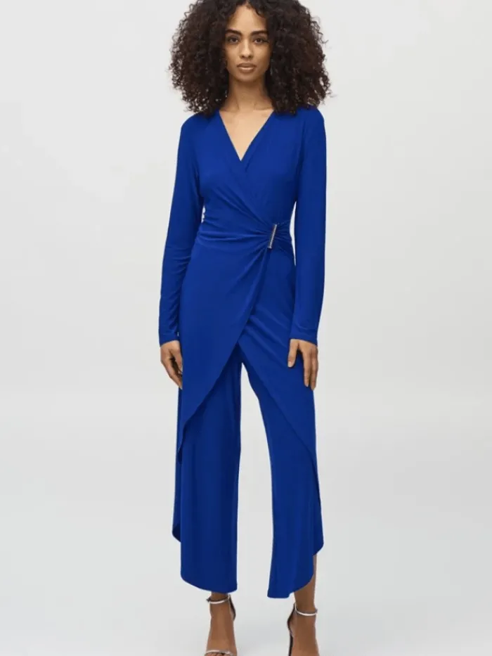 joseph_ribkoff_silky_knit_1-2.webp Joseph Ribkoff Dresses | Party Wear^Silky Knit Wrap Culotte Jumpsuit In Royal Sapphire 2441