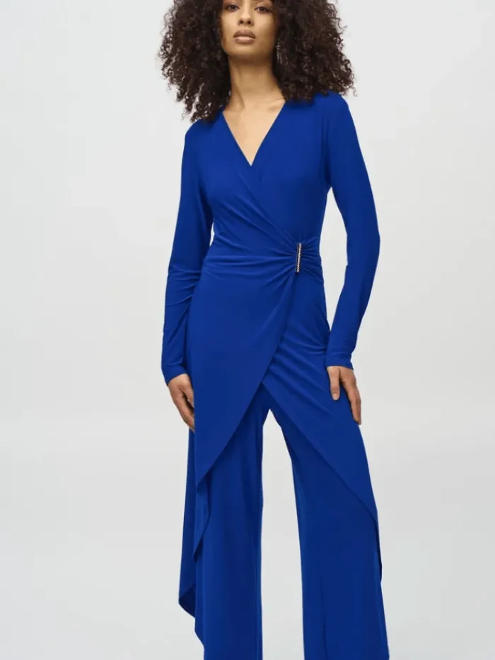 joseph_ribkoff_silky_knit_2-2.webp Joseph Ribkoff Dresses | Party Wear^Silky Knit Wrap Culotte Jumpsuit In Royal Sapphire 2441