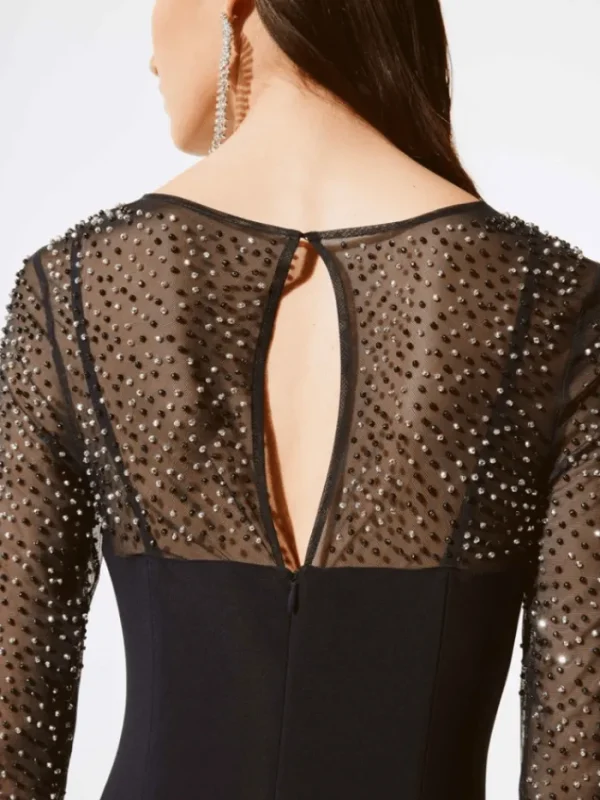 Joseph Ribkoff Party Wear | Dresses^Silky Knit And Mesh Sheath Black Dress 243730 Col 11