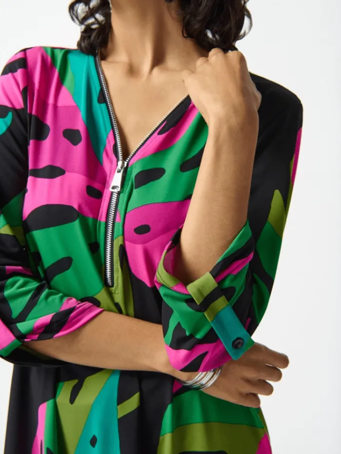 joseph_ribkoff_silky_knit_2-8.webp Joseph Ribkoff Tops | Gifts Under £250^Silky Knit Tropical Print Tunic 242232 Col 178