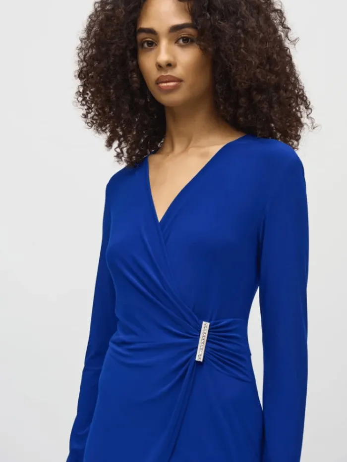 joseph_ribkoff_silky_knit_3-2.webp Joseph Ribkoff Dresses | Party Wear^Silky Knit Wrap Culotte Jumpsuit In Royal Sapphire 2441