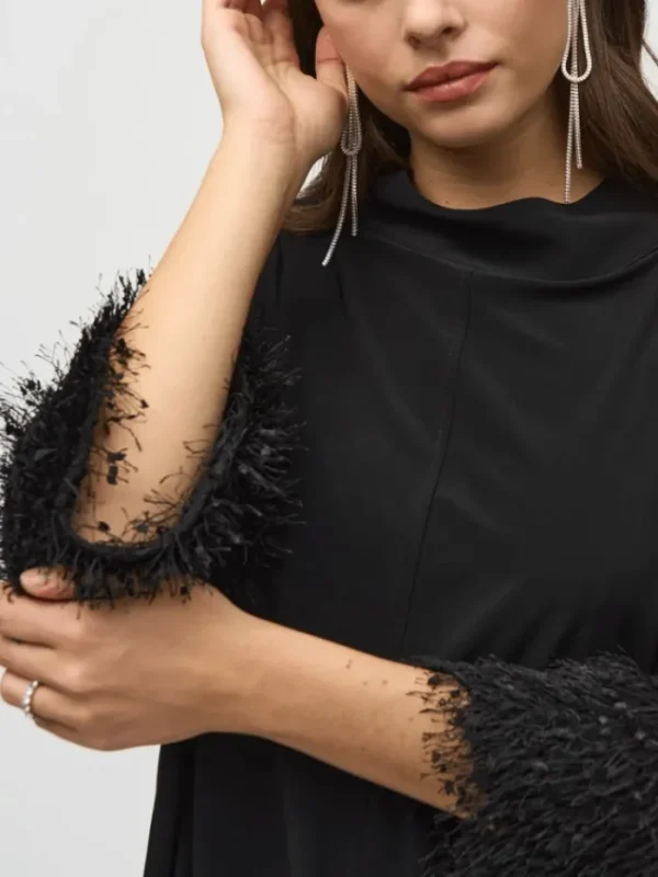 Joseph Ribkoff Party Wear | Tops^Silky Knit Trapeze Top With Fringed Cuffs 244195 Col 11