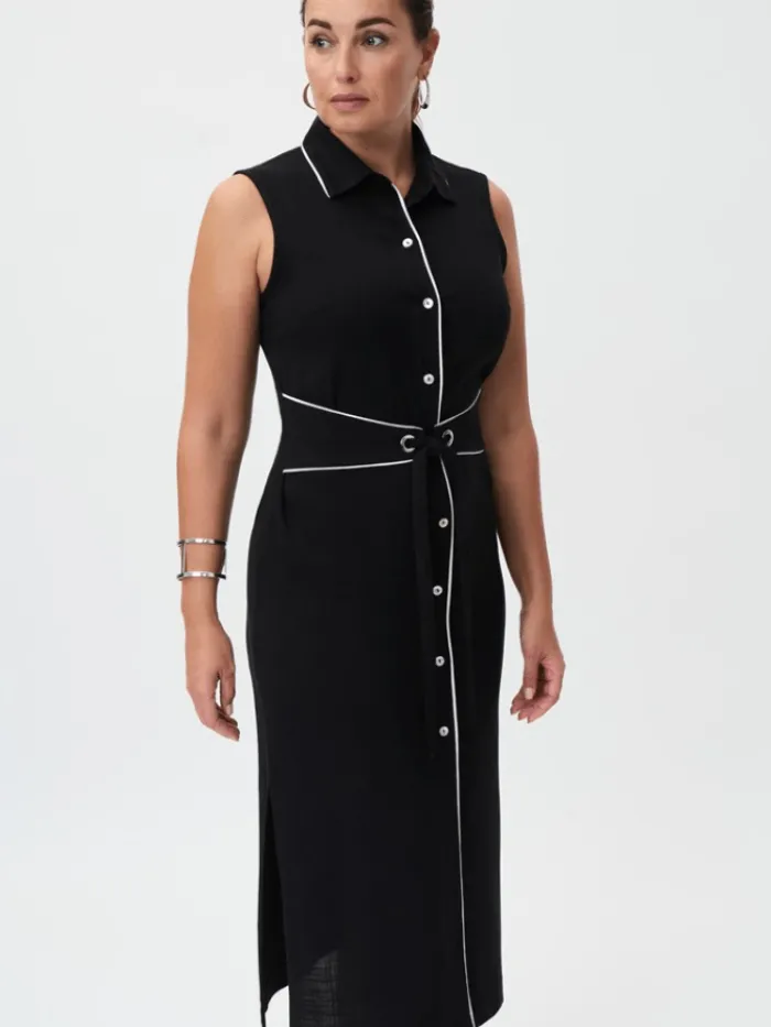 joseph_ribkoff_sleeveless_0.webp Joseph Ribkoff Dresses | Party Wear^Sleeveless Belted Black Shirt Dress 232239 110