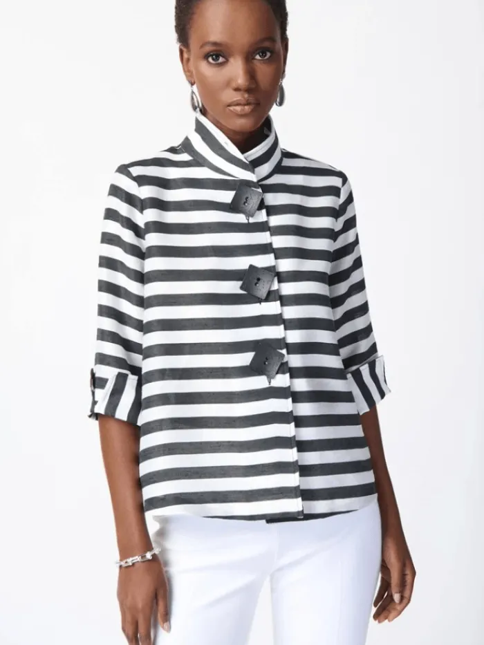 joseph_ribkoff_striped_ja_0.webp Joseph Ribkoff Coats And Jackets | Gifts Under £250^Striped Jacquard Trapeze Jacket 241253 Col 511