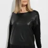 Joseph Ribkoff Party Wear | Tops^T Black Pleather Sparkle Top 224179 278