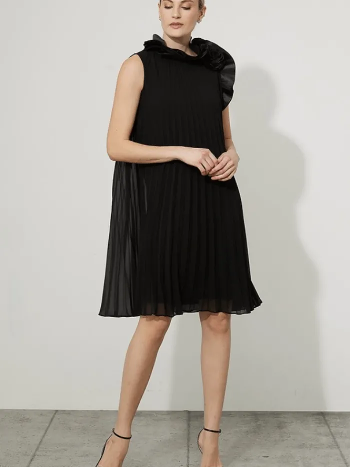 joseph_ribkoff_t_black_pl_0.webp Joseph Ribkoff Dresses | Gifts Under £100^T Black Pleated Floral Shoulder Dress 223728 11