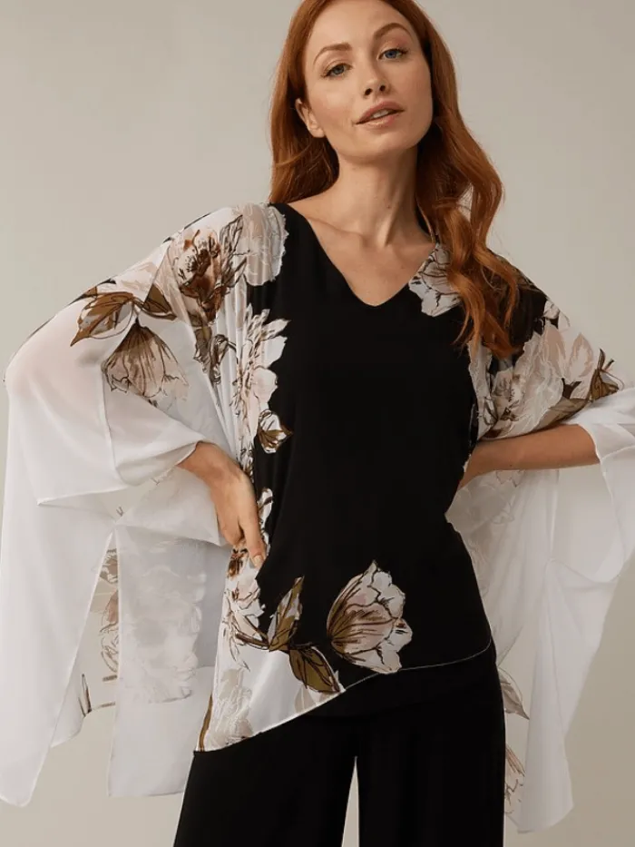 joseph_ribkoff_t_floral_c_0.webp Joseph Ribkoff Tops | Gifts Under £100^T Floral Cape Sleeve Top 221338 2539 (A)