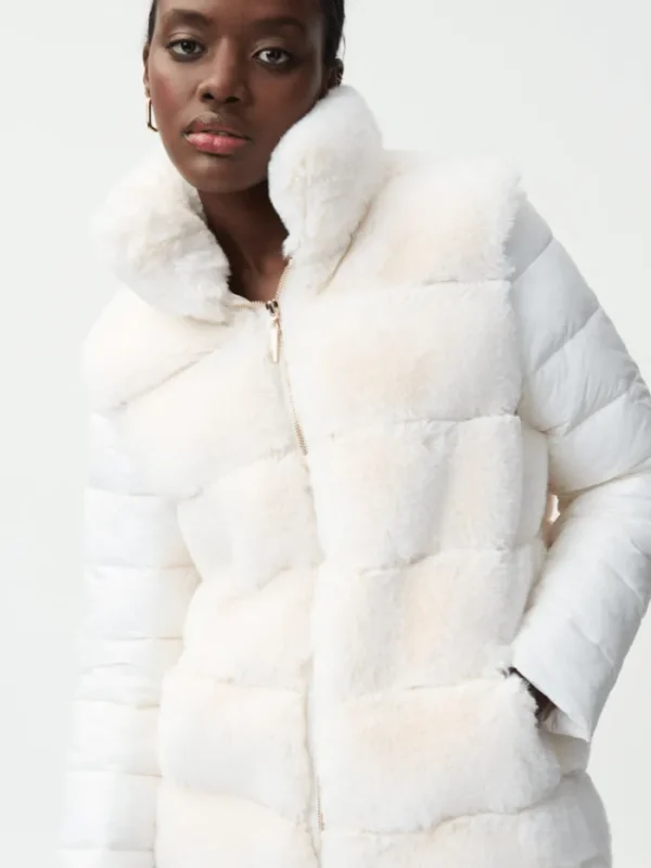 Joseph Ribkoff Coats And Jackets | Faux Fur Edit^T Winter White Faux Fur Padded Coat 224909 1761