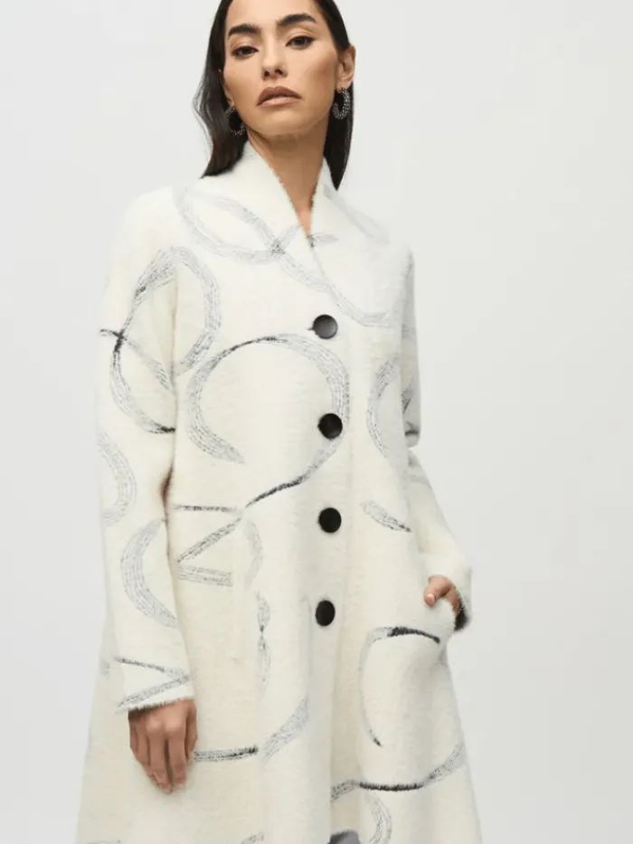 joseph_ribkoff_womens_abs_1.webp Joseph Ribkoff Coats And Jackets | Luxury Gifts^Women's Abstract Jacquard Sweater Coat 244930 Col 1846