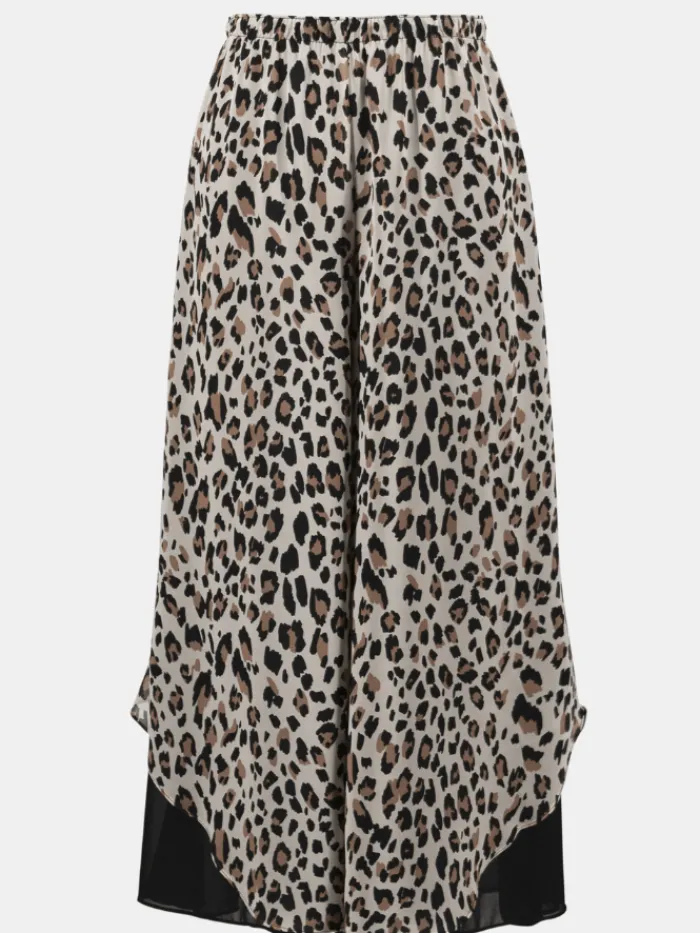joseph_ribkoff_womens_chi_0-2.webp Joseph Ribkoff Trousers | Luxury Gifts^Women's Chiffon Animal Print Reversible Culotte Trouser