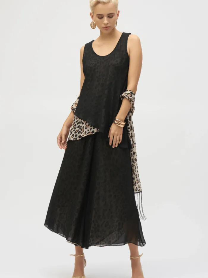 joseph_ribkoff_womens_chi_4-2.webp Joseph Ribkoff Trousers | Luxury Gifts^Women's Chiffon Animal Print Reversible Culotte Trouser