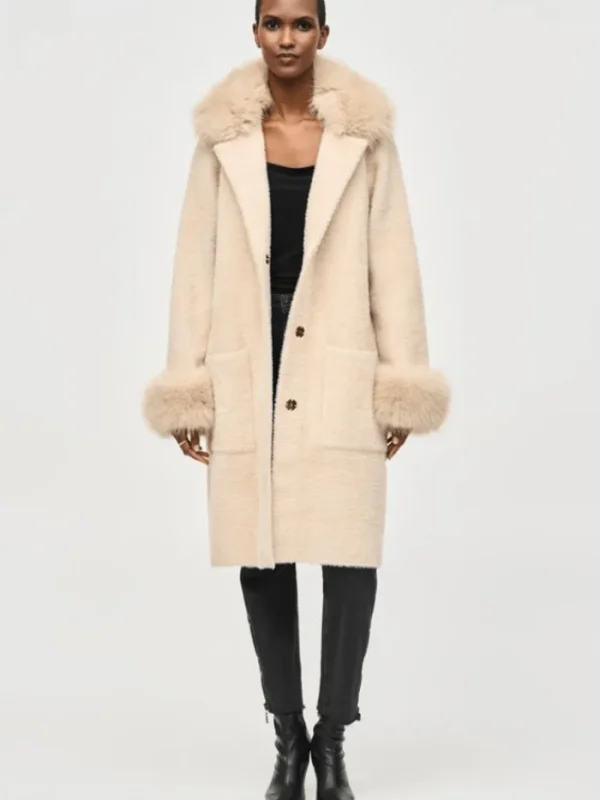 Joseph Ribkoff Coats And Jackets | Luxury Gifts^Women's Feather Yarn Sweater Coat With Furry Trim 24392