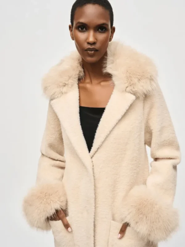 Joseph Ribkoff Coats And Jackets | Luxury Gifts^Women's Feather Yarn Sweater Coat With Furry Trim 24392