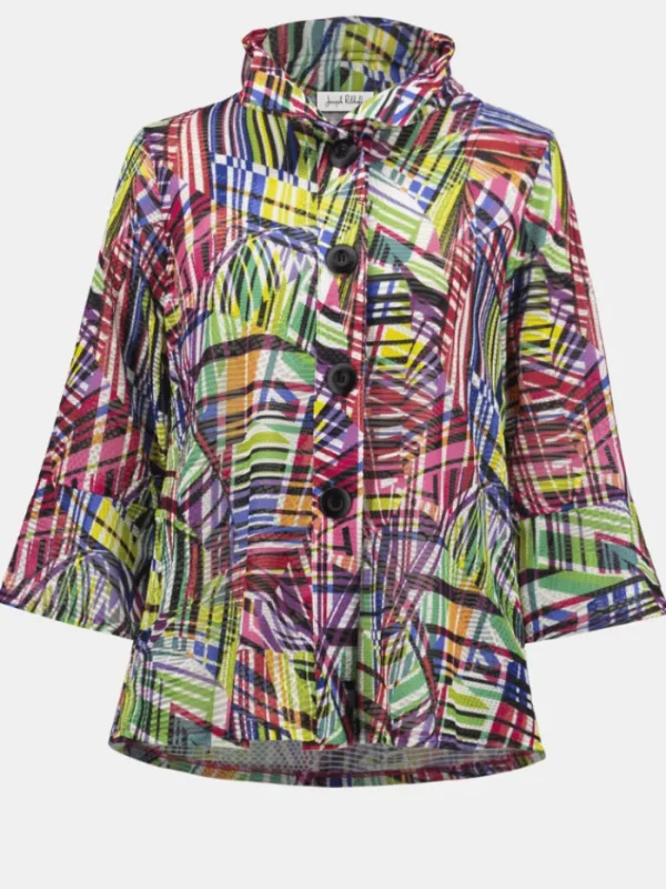 Joseph Ribkoff Coats And Jackets | Luxury Gifts^Women's Jacquard Stripe Patchwork Print Trapeze Jacket
