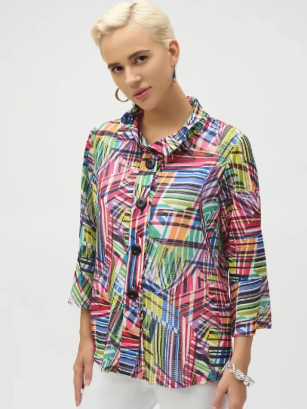 Joseph Ribkoff Coats And Jackets | Luxury Gifts^Women's Jacquard Stripe Patchwork Print Trapeze Jacket