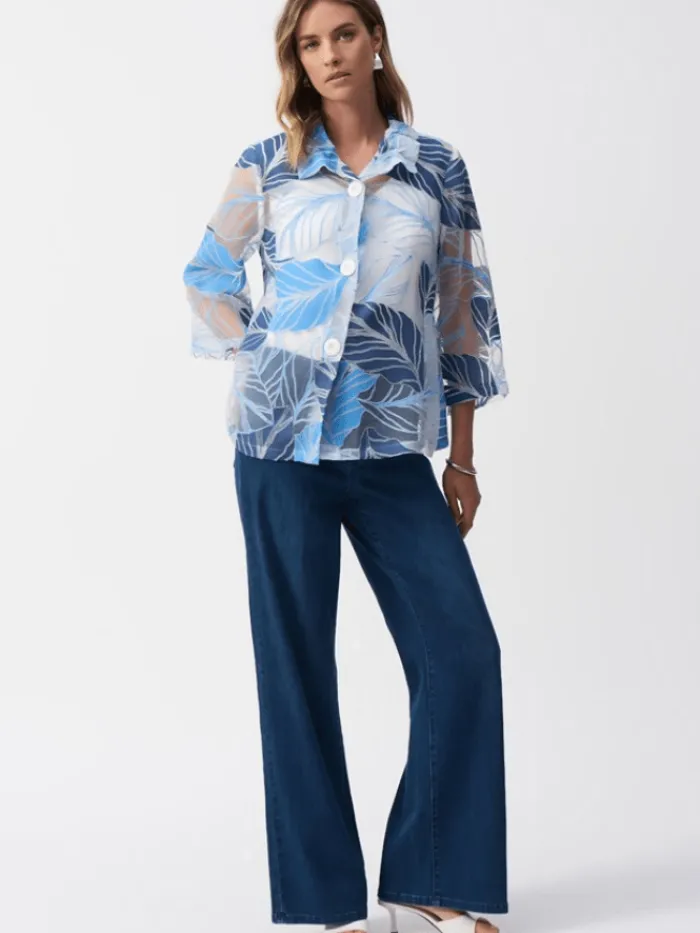 joseph_ribkoff_womens_lea_5.webp Joseph Ribkoff Coats And Jackets | Luxury Gifts^Women's Leaf Print Trapeze Jacket 251135 Col 1119