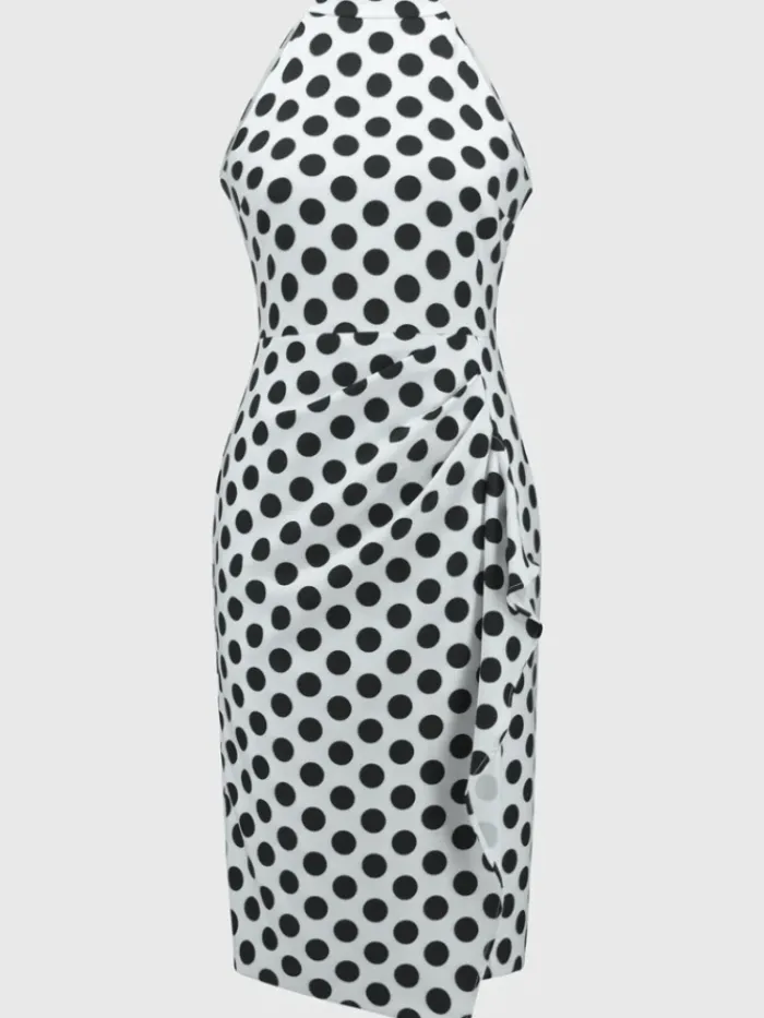 joseph_ribkoff_womens_lux_0.webp Joseph Ribkoff Dresses | Luxury Gifts^Women's Lux Twill Dot Print Halter Dress 251759 Col 184