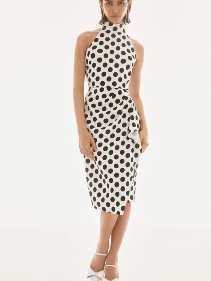 joseph_ribkoff_womens_lux_1.webp Joseph Ribkoff Dresses | Luxury Gifts^Women's Lux Twill Dot Print Halter Dress 251759 Col 184