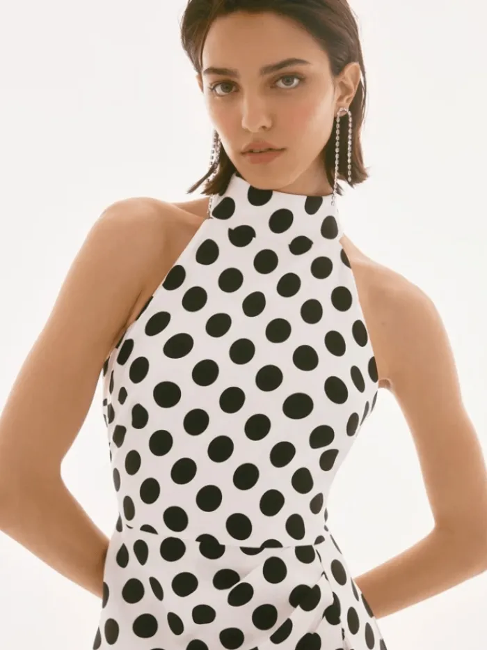 joseph_ribkoff_womens_lux_2.webp Joseph Ribkoff Dresses | Luxury Gifts^Women's Lux Twill Dot Print Halter Dress 251759 Col 184