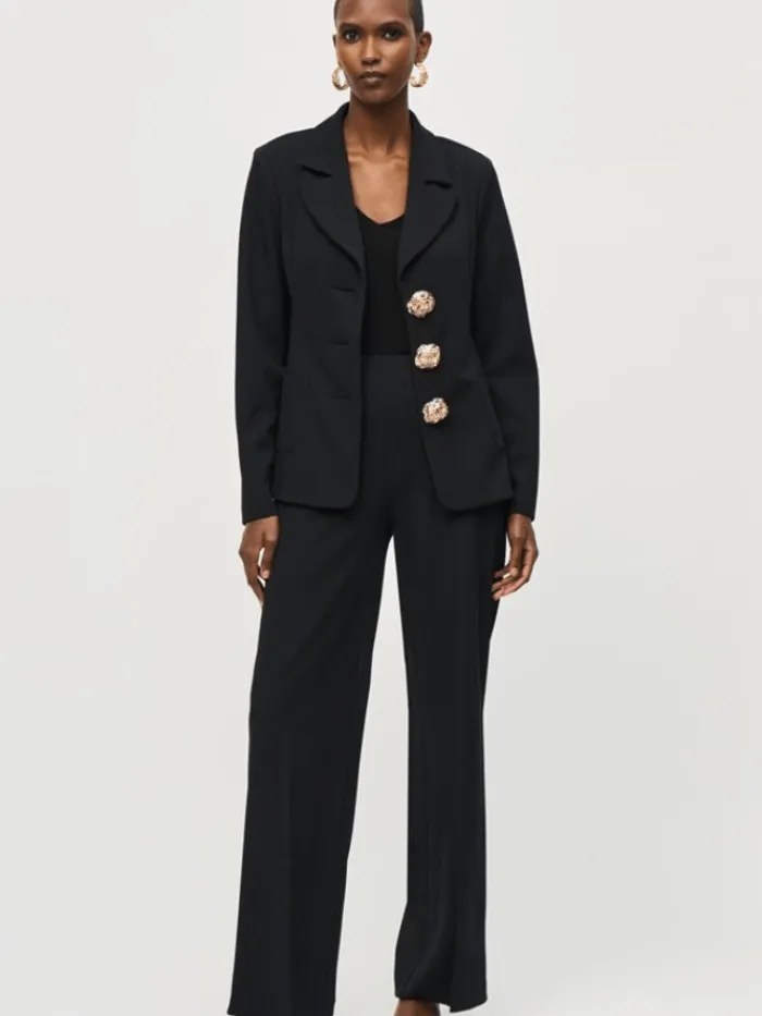 joseph_ribkoff_womens_scu_3-1.webp Joseph Ribkoff Coats And Jackets | Luxury Gifts^Women's Scuba Crepe Fitted Blazer In Black 243160 Col 1