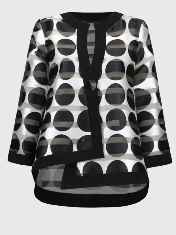 joseph_ribkoff_womens_sha_0.webp Joseph Ribkoff Coats And Jackets | Luxury Gifts^Women's Shadow Stripe Dot Print Swing Jacket 251772 Col
