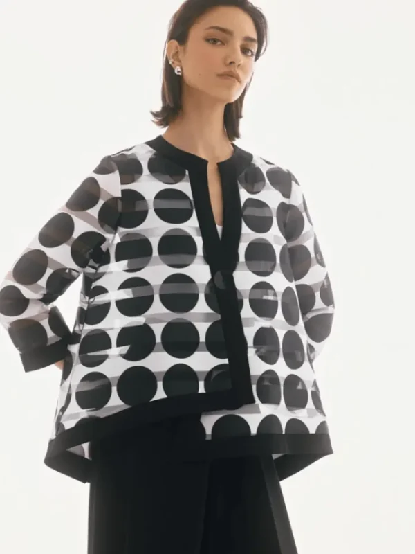 Joseph Ribkoff Coats And Jackets | Luxury Gifts^Women's Shadow Stripe Dot Print Swing Jacket 251772 Col