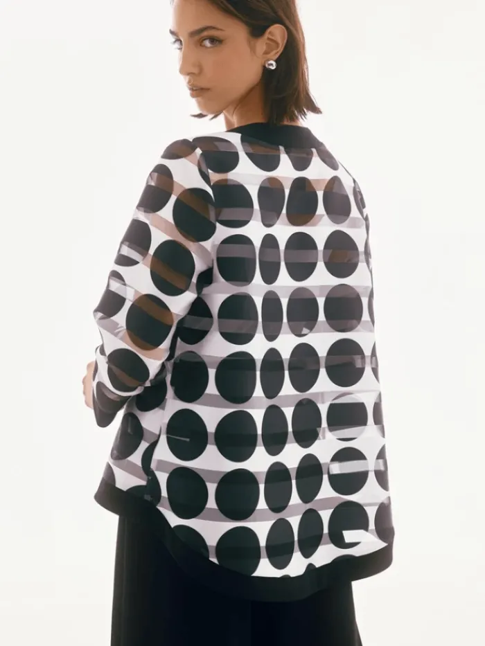 joseph_ribkoff_womens_sha_4.webp Joseph Ribkoff Coats And Jackets | Luxury Gifts^Women's Shadow Stripe Dot Print Swing Jacket 251772 Col