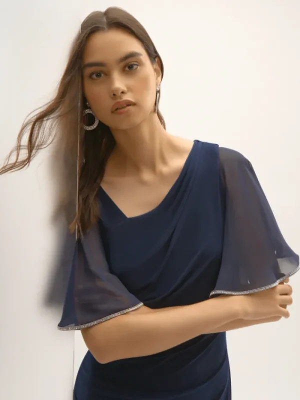 Joseph Ribkoff Party Wear | Dresses^Women's Signature Silky Knit And Chiffon Sheath Dress 2