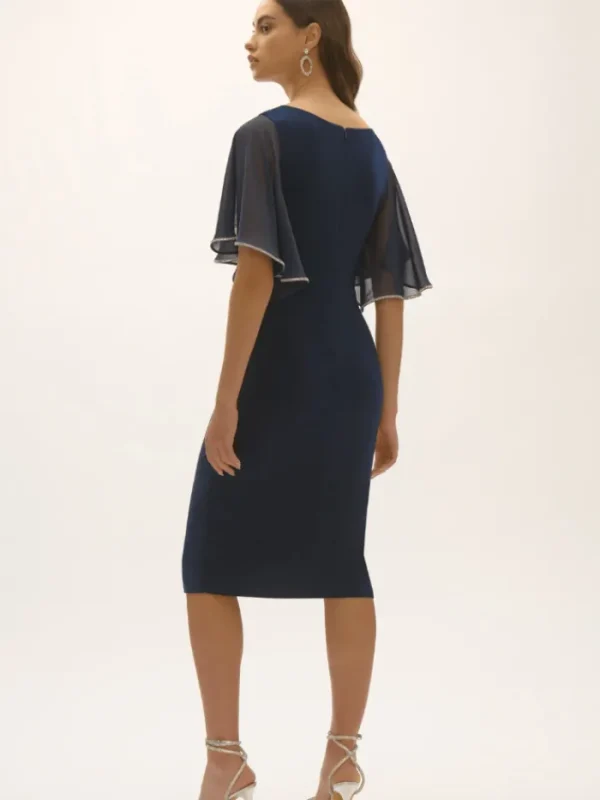 Joseph Ribkoff Party Wear | Dresses^Women's Signature Silky Knit And Chiffon Sheath Dress 2