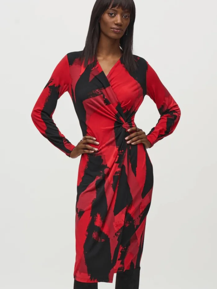 joseph_ribkoff_womens_sil_1-2.webp Joseph Ribkoff Dresses | Party Wear^Women's Silky Knit Abstract Print Wrap Dress 244238 Col