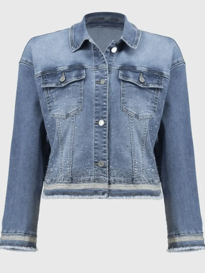 joseph_ribkoff_womens_str_0.webp Joseph Ribkoff Coats And Jackets | Denim^Women's Stretch Denim Jacket With Embroidery 251953 Col