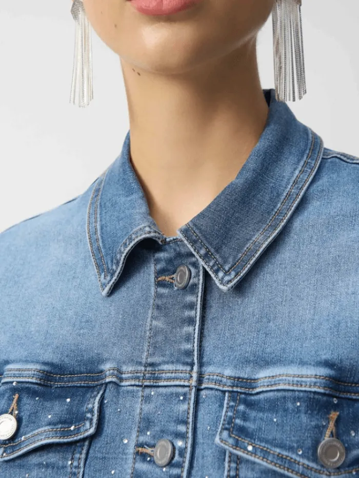 joseph_ribkoff_womens_str_2.webp Joseph Ribkoff Coats And Jackets | Denim^Women's Stretch Denim Jacket With Embroidery 251953 Col