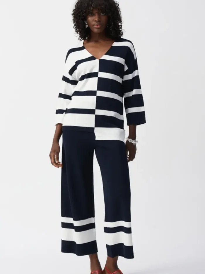 joseph_ribkoff_womens_str_3-2.webp Joseph Ribkoff Knitwear | Gifts Under £250^Women's Striped Sweater Knit V Neck Jumper 251914 Col 2