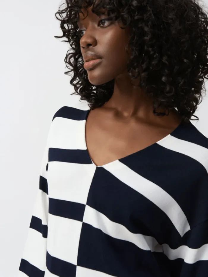 joseph_ribkoff_womens_str_4-2.webp Joseph Ribkoff Knitwear | Gifts Under £250^Women's Striped Sweater Knit V Neck Jumper 251914 Col 2