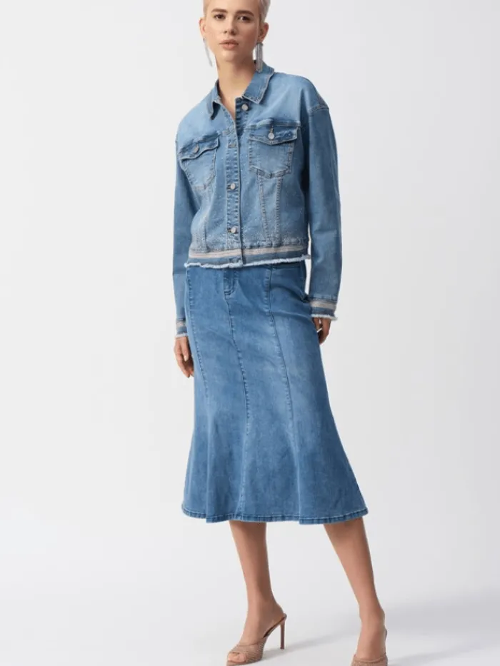 joseph_ribkoff_womens_str_4.webp Joseph Ribkoff Coats And Jackets | Denim^Women's Stretch Denim Jacket With Embroidery 251953 Col