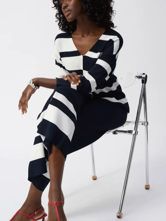 joseph_ribkoff_womens_str_5-2.webp Joseph Ribkoff Knitwear | Gifts Under £250^Women's Striped Sweater Knit V Neck Jumper 251914 Col 2