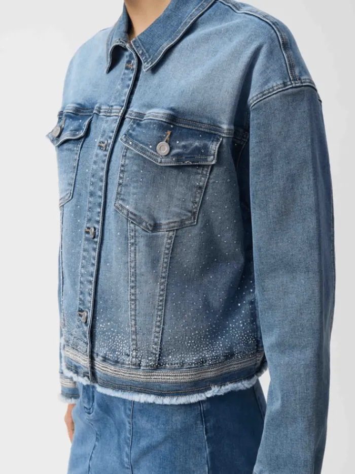 joseph_ribkoff_womens_str_5.webp Joseph Ribkoff Coats And Jackets | Denim^Women's Stretch Denim Jacket With Embroidery 251953 Col
