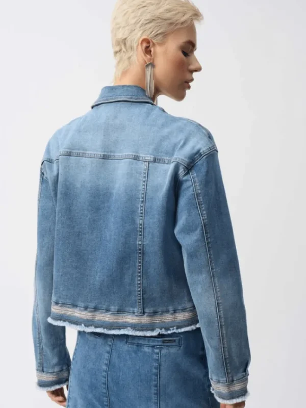 Joseph Ribkoff Coats And Jackets | Denim^Women's Stretch Denim Jacket With Embroidery 251953 Col