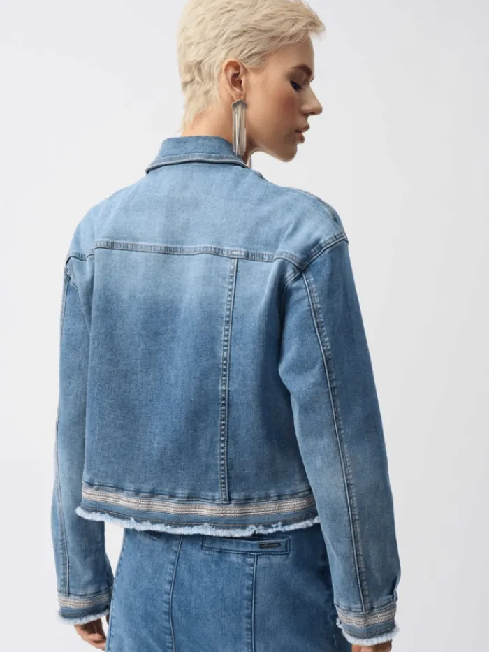 joseph_ribkoff_womens_str_6.webp Joseph Ribkoff Coats And Jackets | Denim^Women's Stretch Denim Jacket With Embroidery 251953 Col