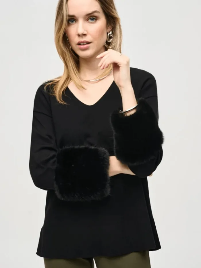 joseph_ribkoff_womens_swe_0.webp Joseph Ribkoff Knitwear | Gifts Under £250^Women's Sweater Knit Tunic With Furry Cuffs 243955 Col